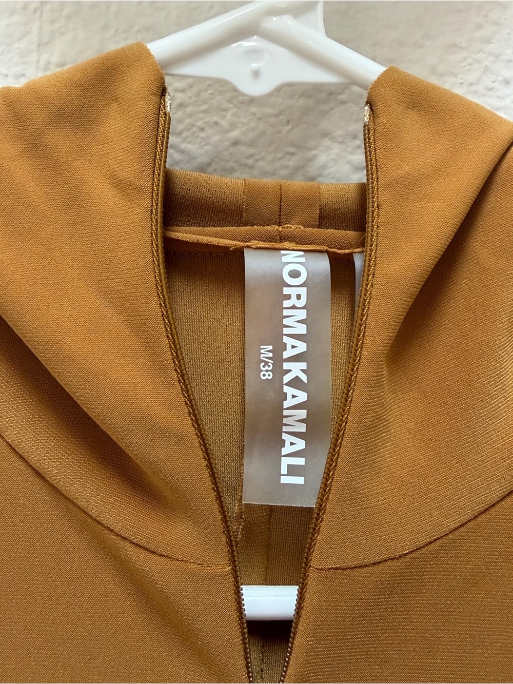 Norma Kamali Long Sleeve Turtle Skull Cap Cropped Top in Mocha - Picture 5 of 5